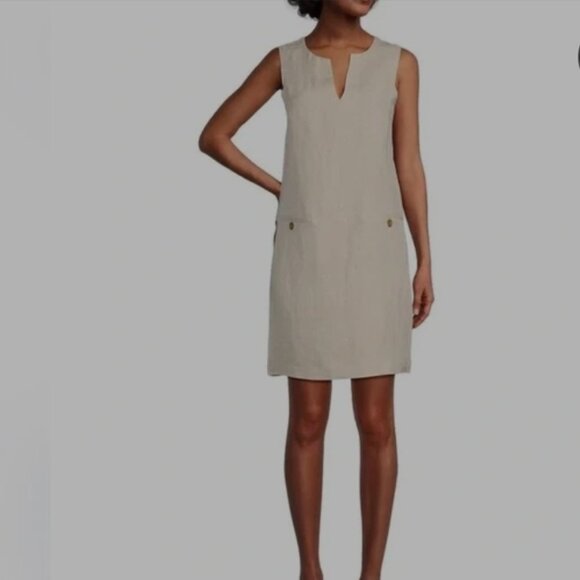 J.Mclaughlin Rue Sheath Dress Sleeveless Linen Blend size X Large Light Color - Picture 1 of 7